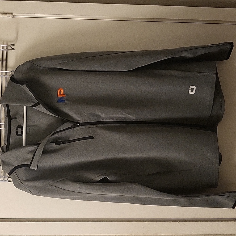 Ogio zip up with hoodie. Gray. Size L.